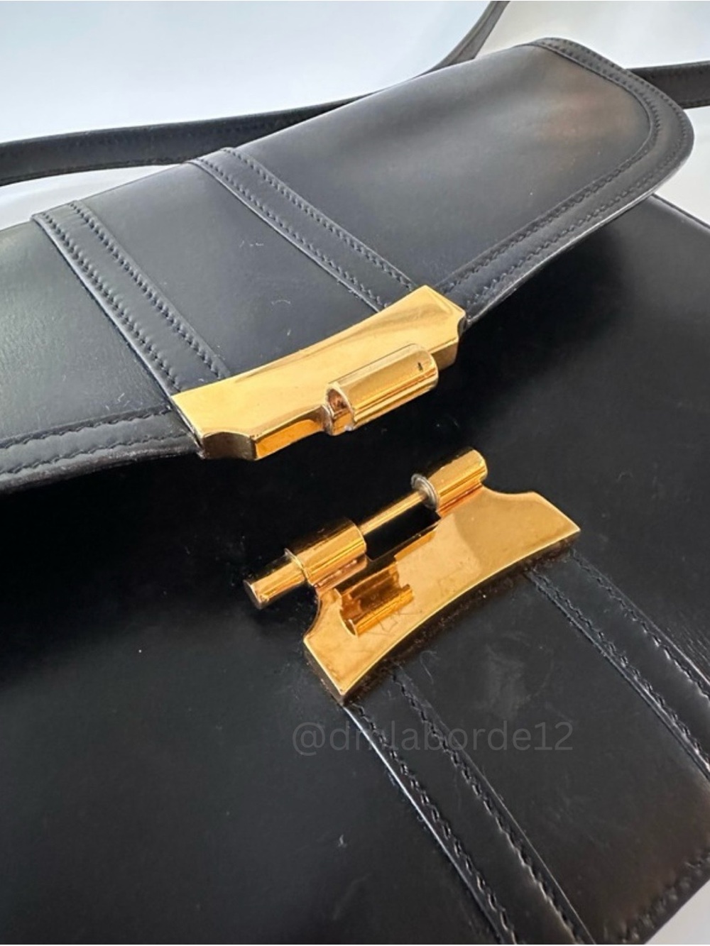 Vintage Hermès Cécile Box Calf Black Shoulder & Clutch Bag W/Box/Dustbag - Picture 8 of 16